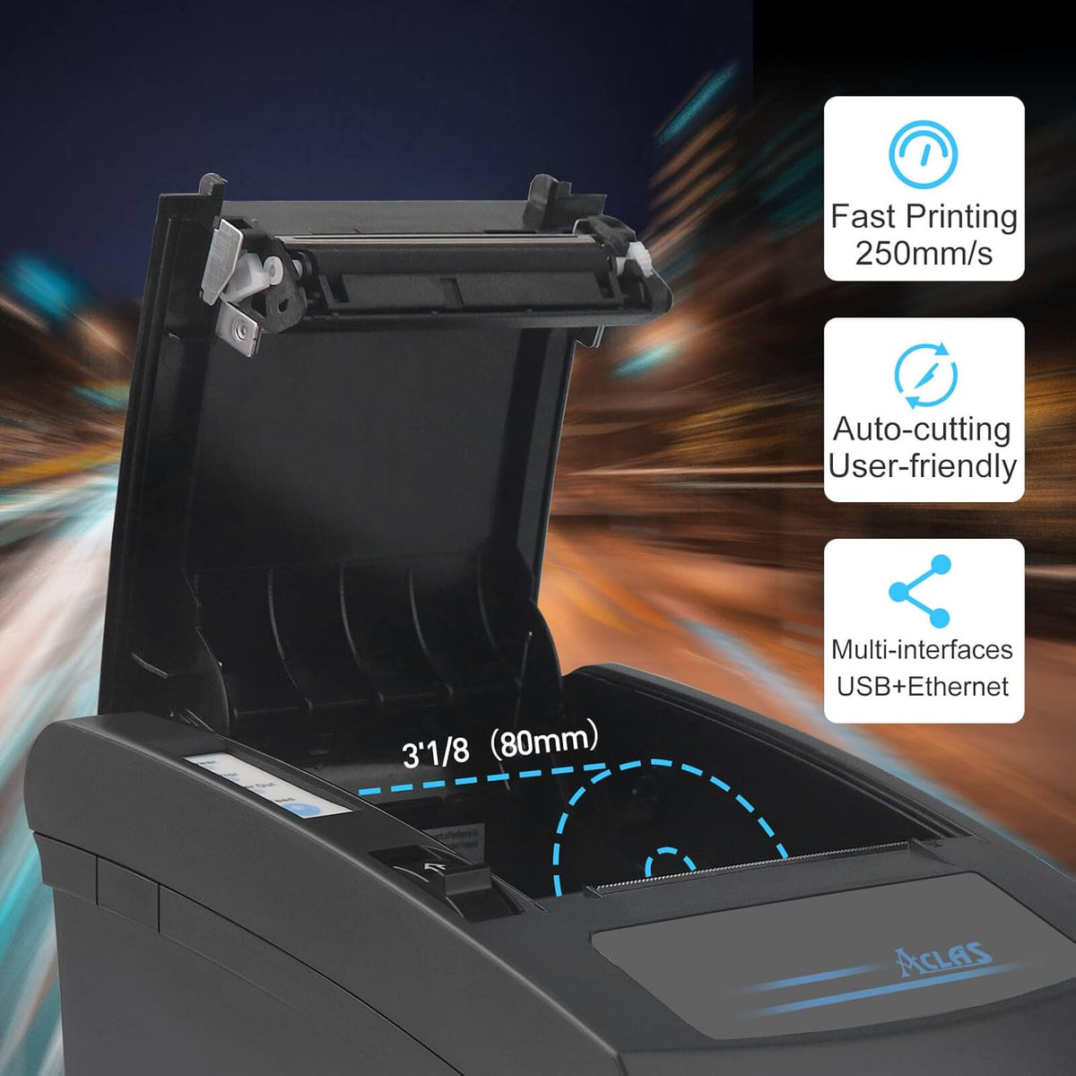 Thermal Receipt Printer 80mm with Auto Cutter USB Serial Port X94825