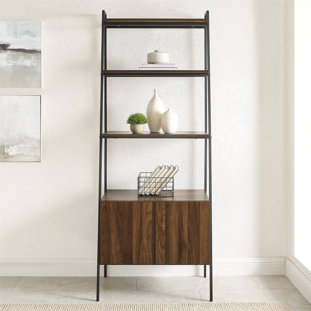 72-Inch Ladder Storage Bookshelf Dark Walnut H4604