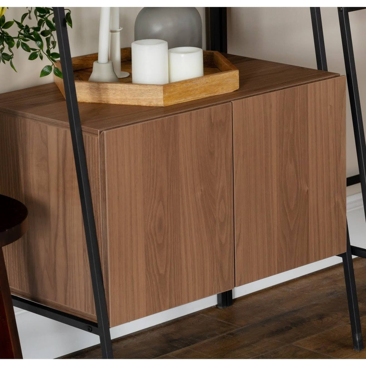 72-Inch Ladder Storage Bookshelf Dark Walnut H4604