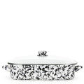10.5 qt. Black Swirl Enamelware Roasting Pan with Lid G75059