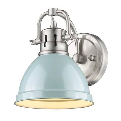 1 - Light Dimmable Armed Sconce Pewter Seafoam T195