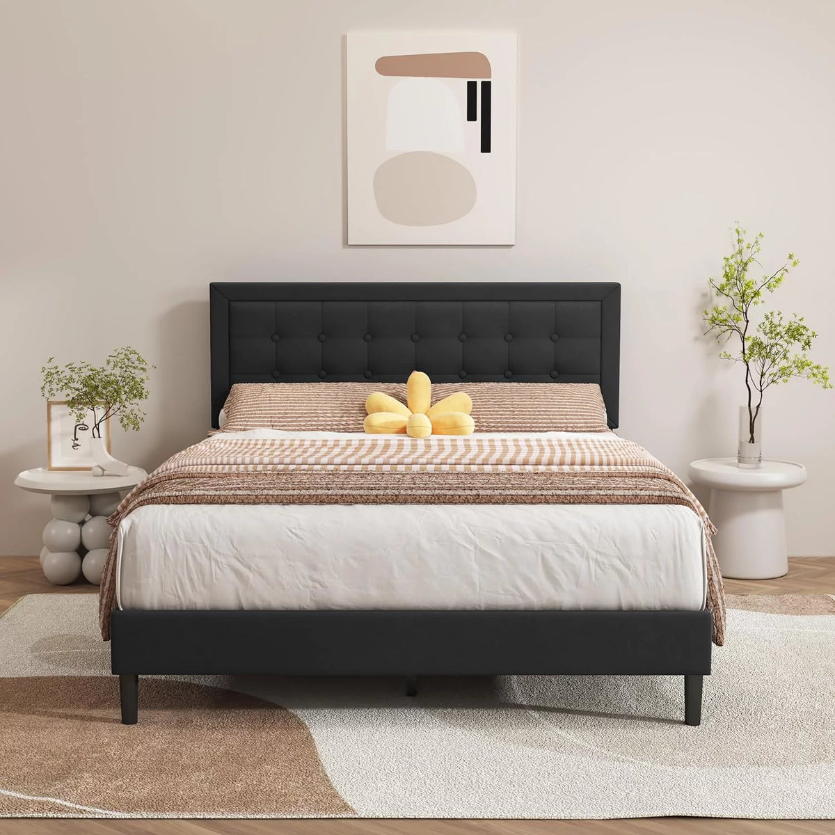 Pink Velvet Upholstered Platform Bed Frame Twin Size D763
