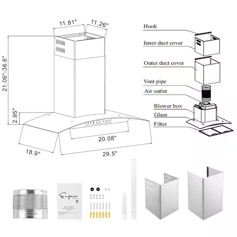 30 in. 400 CFM Stainless Steel Wall Mount Range Hood E799