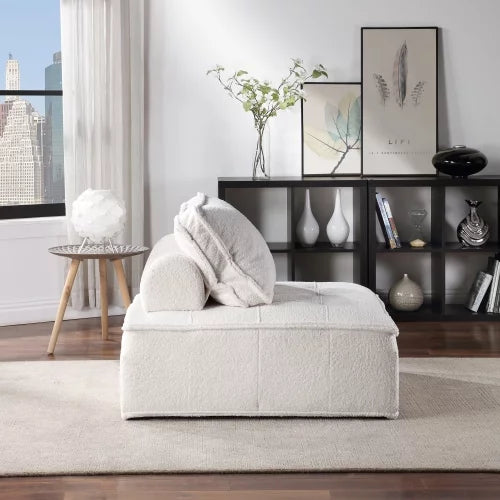 White Lambskin Sherpa Oversized Armless Accent Chair W423116