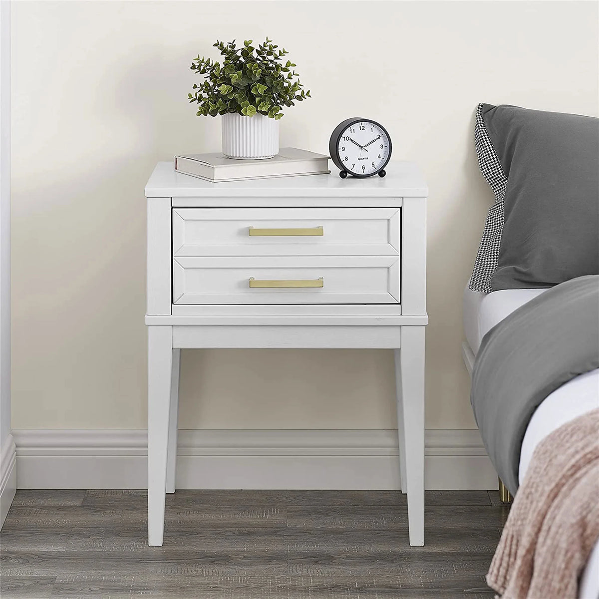 Mid Century Modern 2 Drawer Solid Wood Nightstand M197938