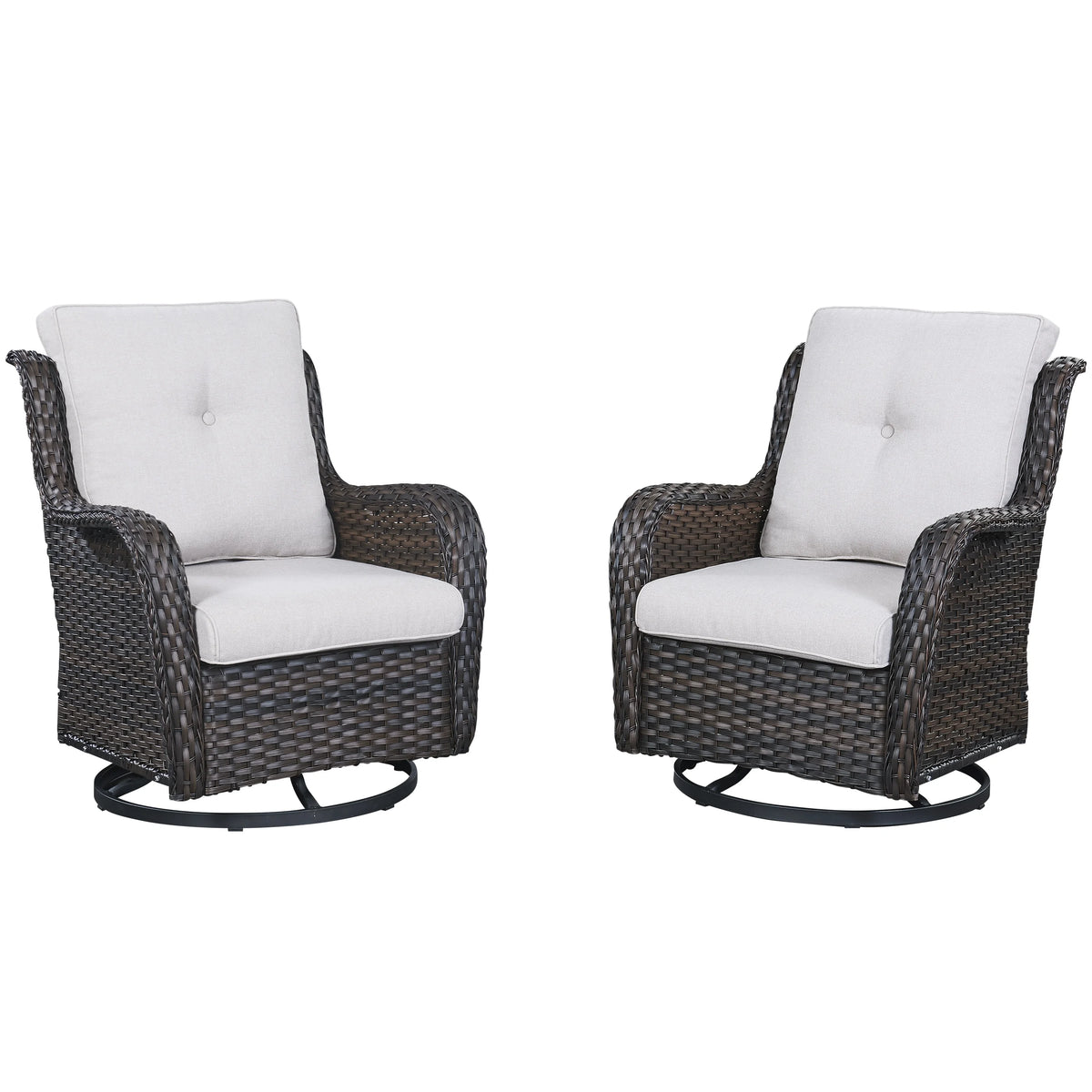Brown Wicker Swivel Glider Club Chairs Set of 2 X437