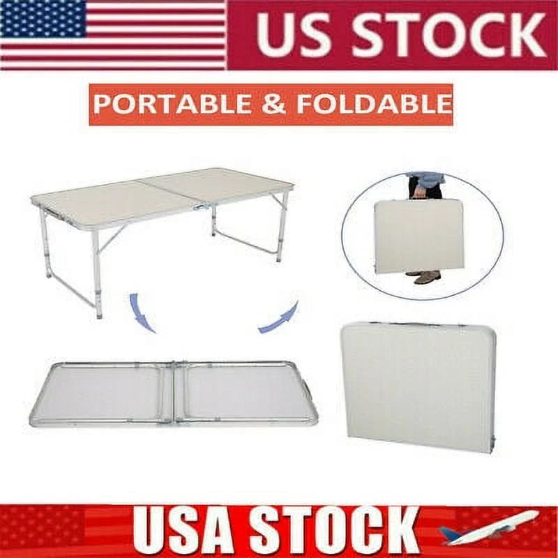 4Ft Portable Folding Aluminum Table White K59733