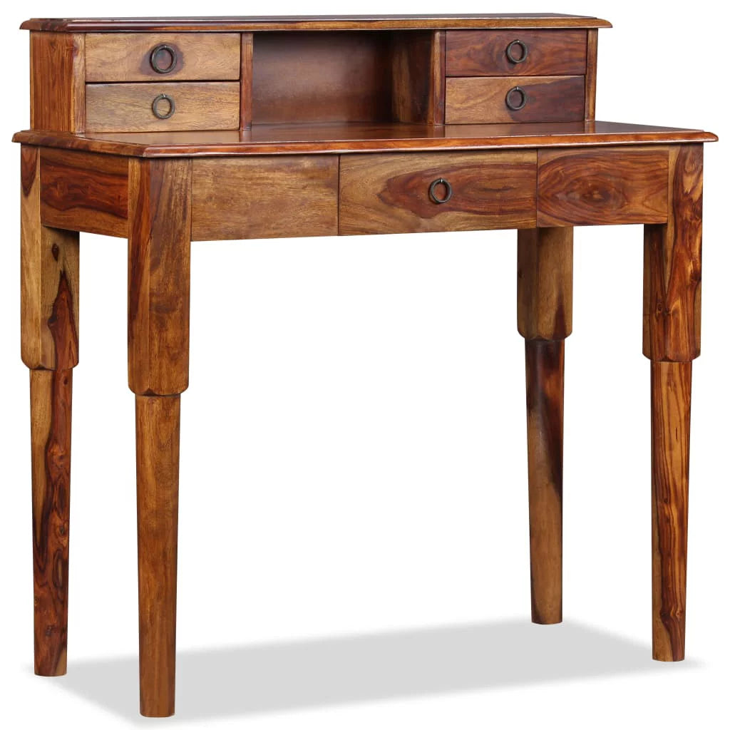 Solid Sheesham Wood Writing Desk with 5 Drawers K8415