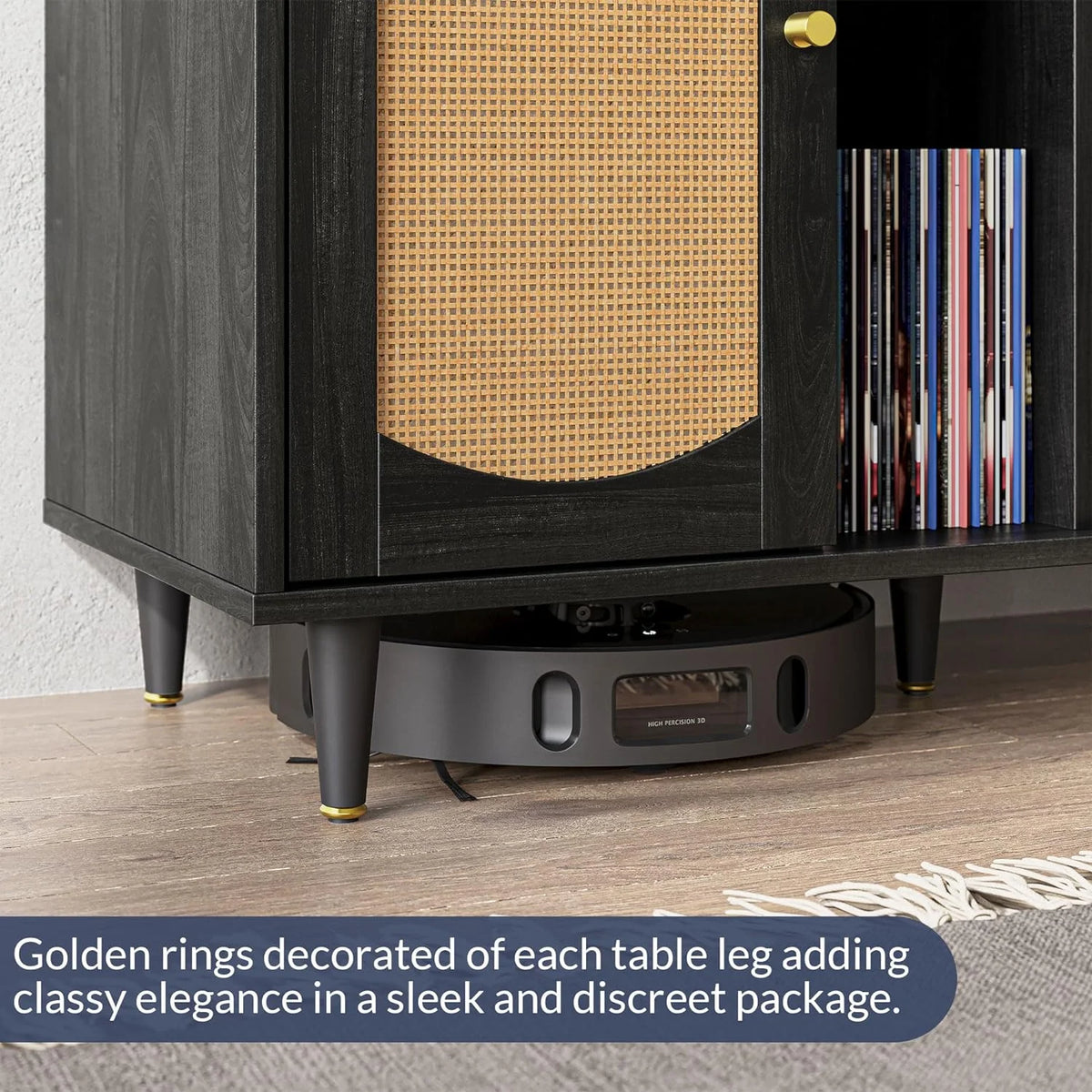 Mid-Century Record Player Stand with Power Outlet C490