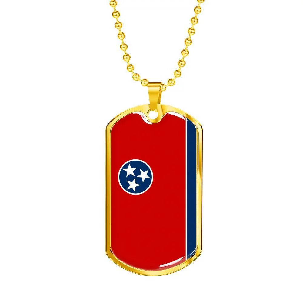 Stainless Steel or 18k Gold Dog Tag Necklace E85340