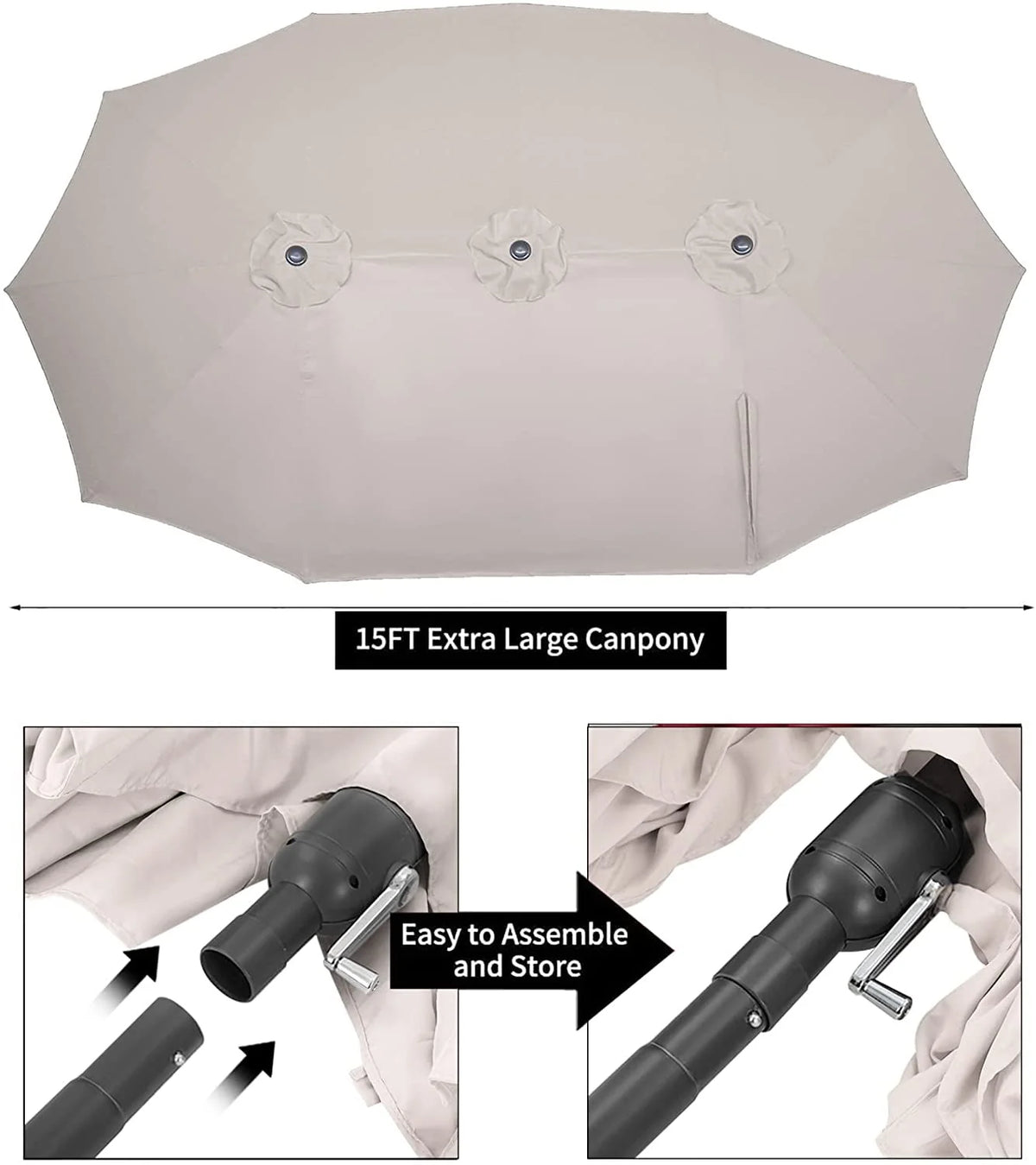 15 Ft Double Sided Patio Umbrella P7577