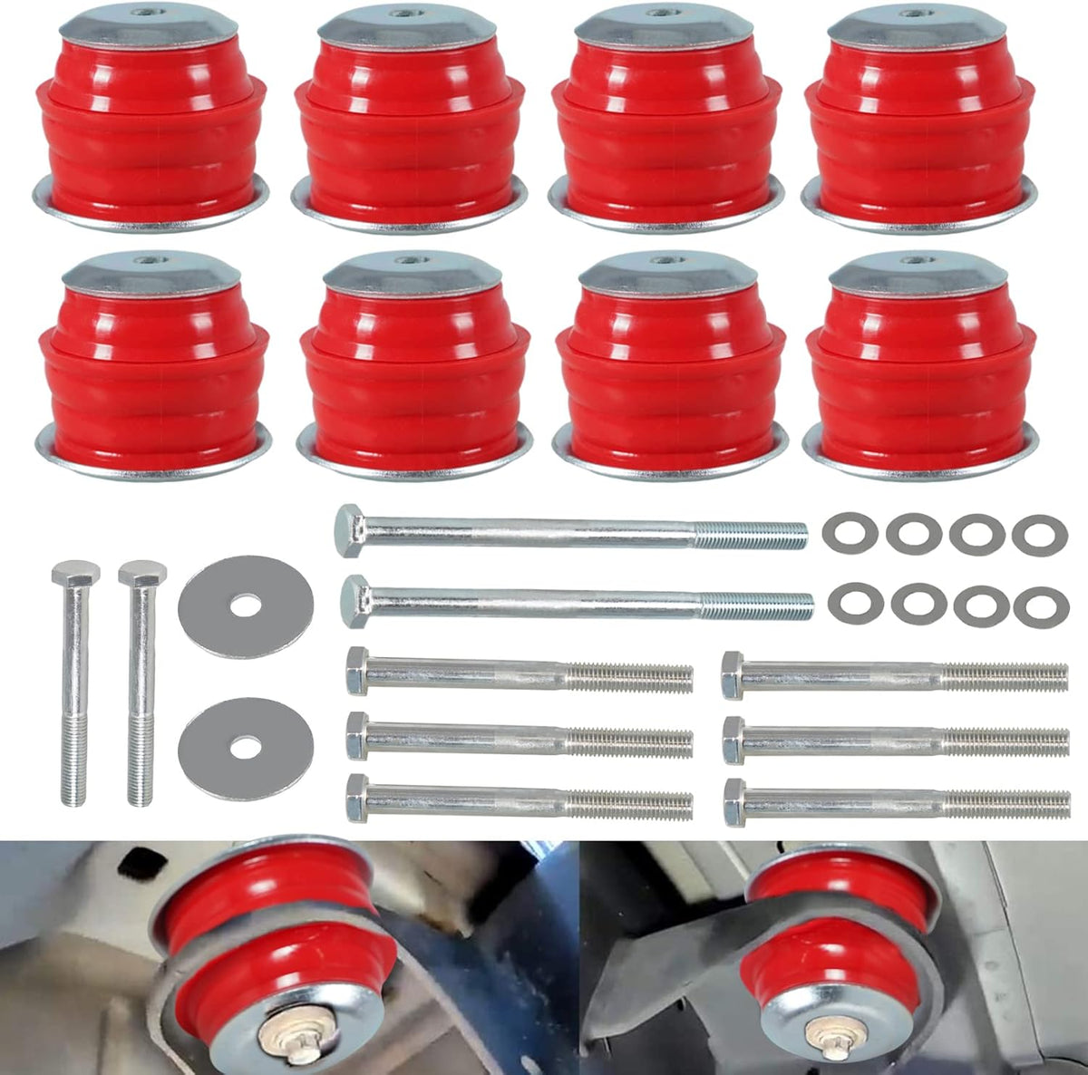 Black Polyurethane Body Mount Bushing Kit with Steel Sleeves O362652
