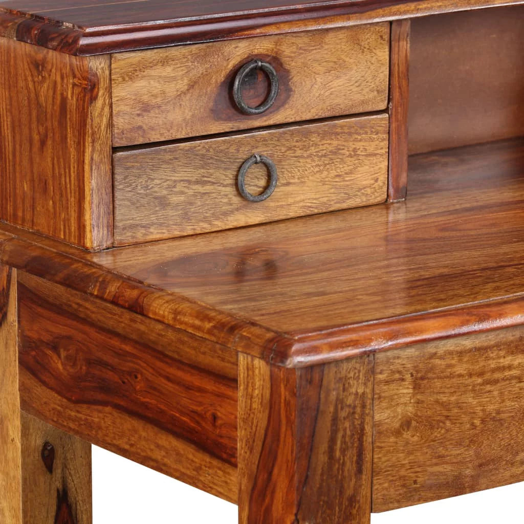 Solid Sheesham Wood Writing Desk with 5 Drawers K8415