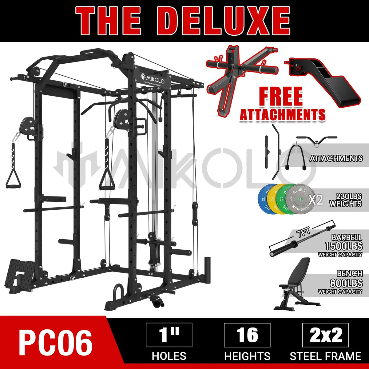 Power Rack Cage with Cable Crossover Machine A18007