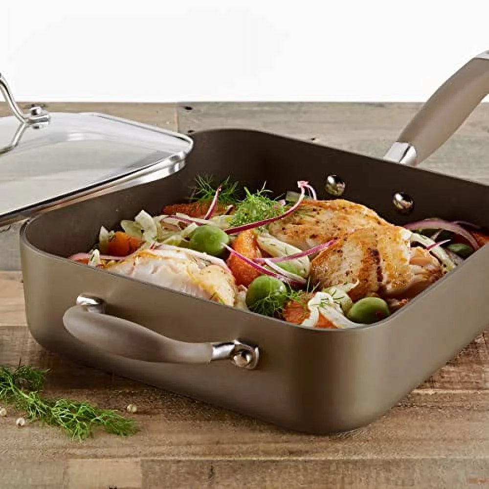 Hard-Anodized Non-stick 4-Quart Covered Square Saute D92412