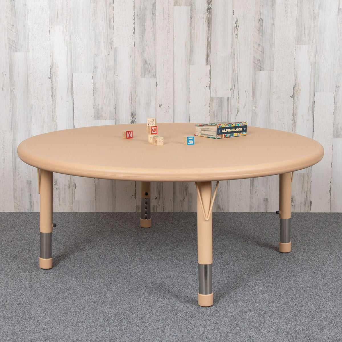 Round Natural Plastic Height Adjustable Activity Table H172