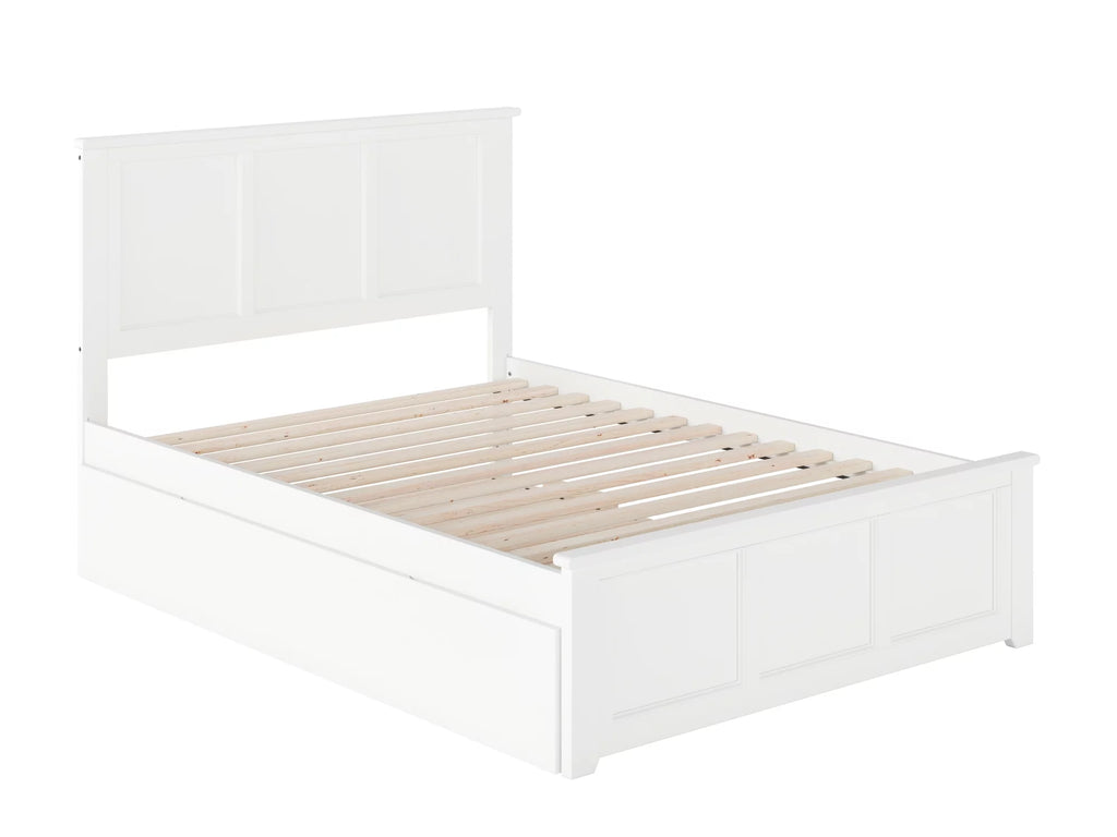 White Full Platform Bed with Trundle Bed N34032