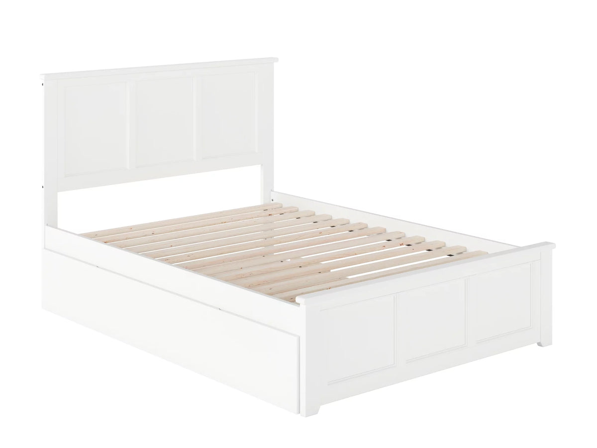 White Full Platform Bed with Trundle Bed N34032