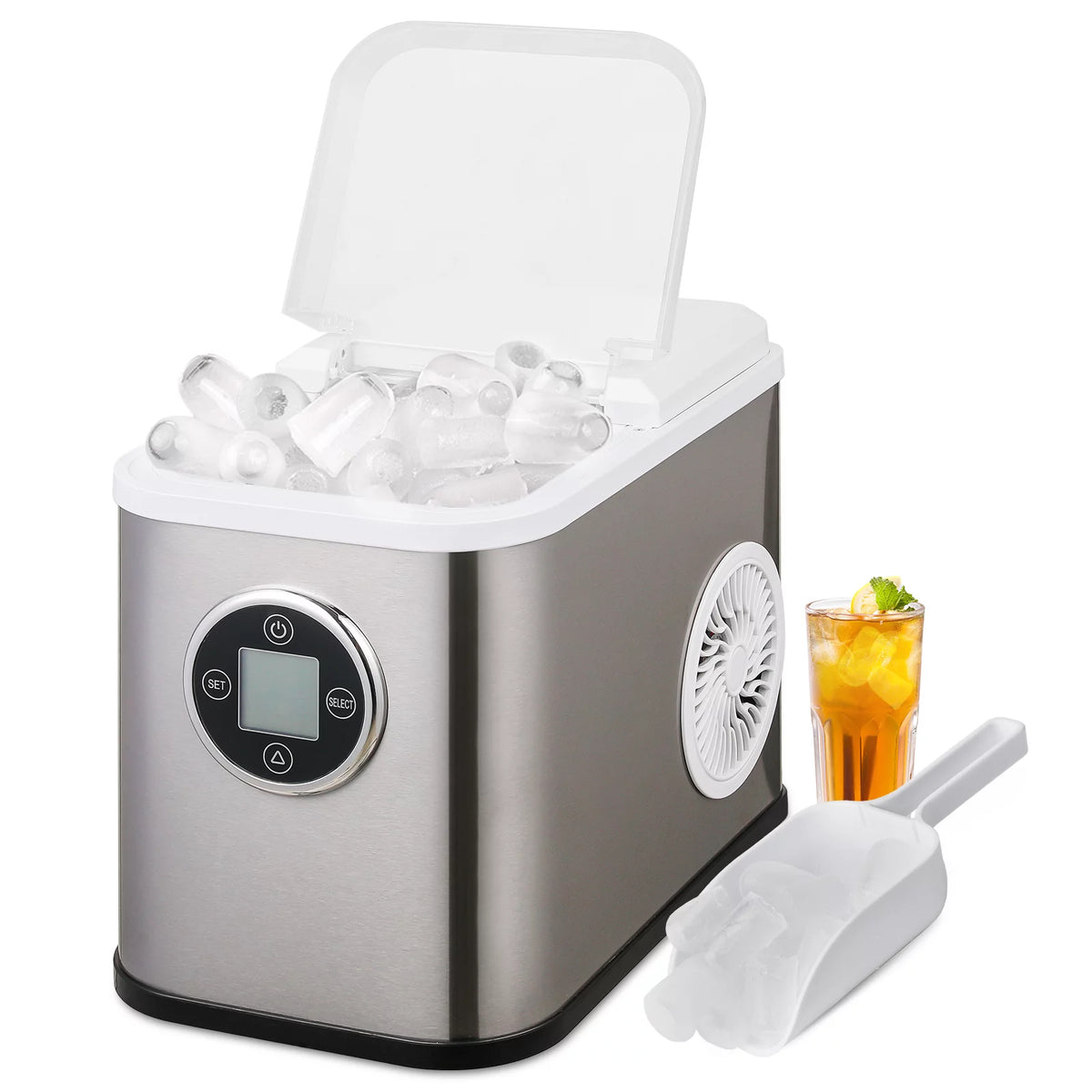Countertop Portable Ice Maker Machine with Ice Scoop and Basket, Black F370