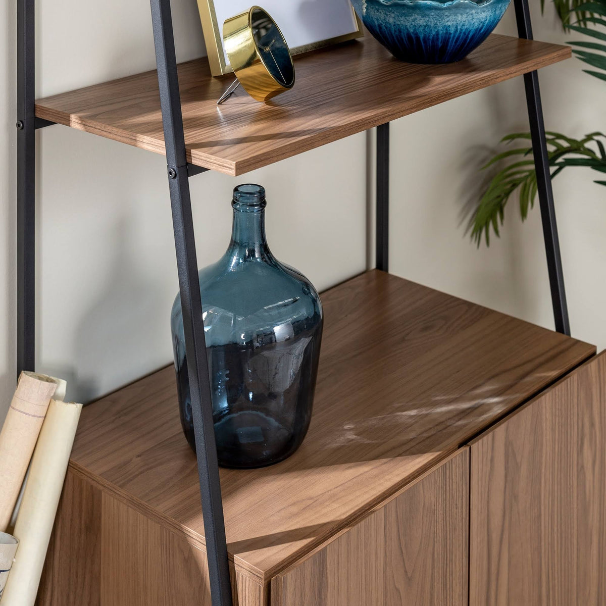 72-Inch Ladder Storage Bookshelf Dark Walnut H4604