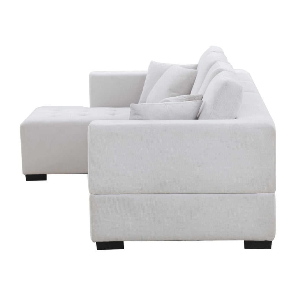 134'' Beige L-Shape Sectional Sofa P6227