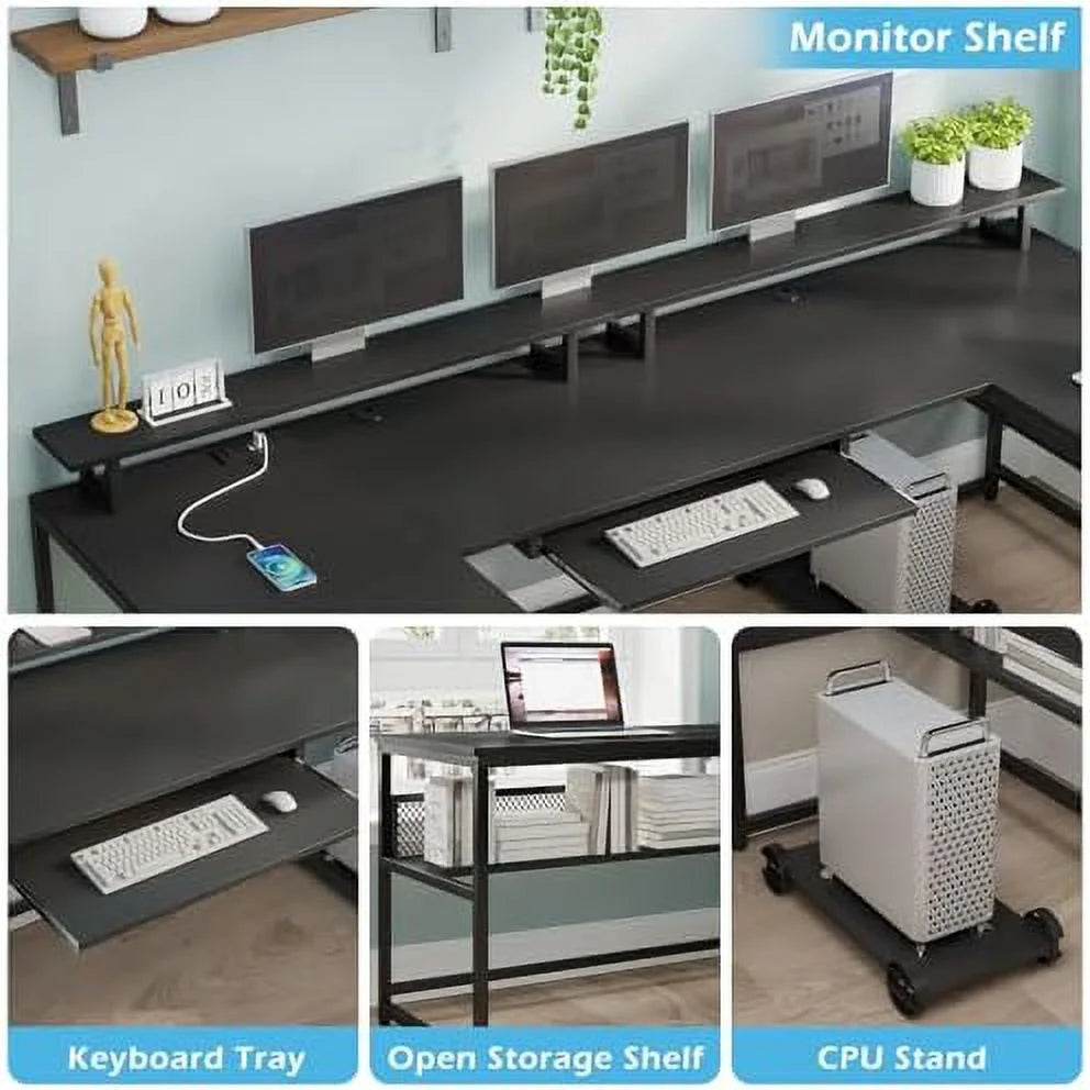 U Shaped Reversible L Shaped Office Desk with File Drawer V468