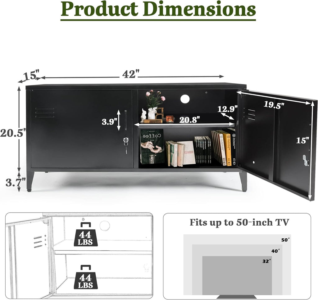 Black 2 Door Steel Locking Storage Cabinet with 2 Shelves M24247