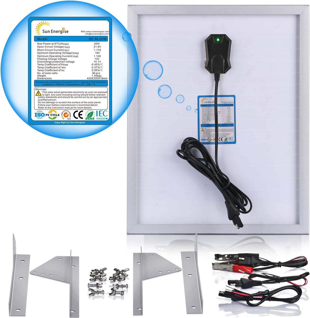 12V 20W Solar Battery Charger with MPPT Charge Controller X6441