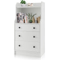 White 3 Drawer Wood Dresser with 2 Open Shelves T39172