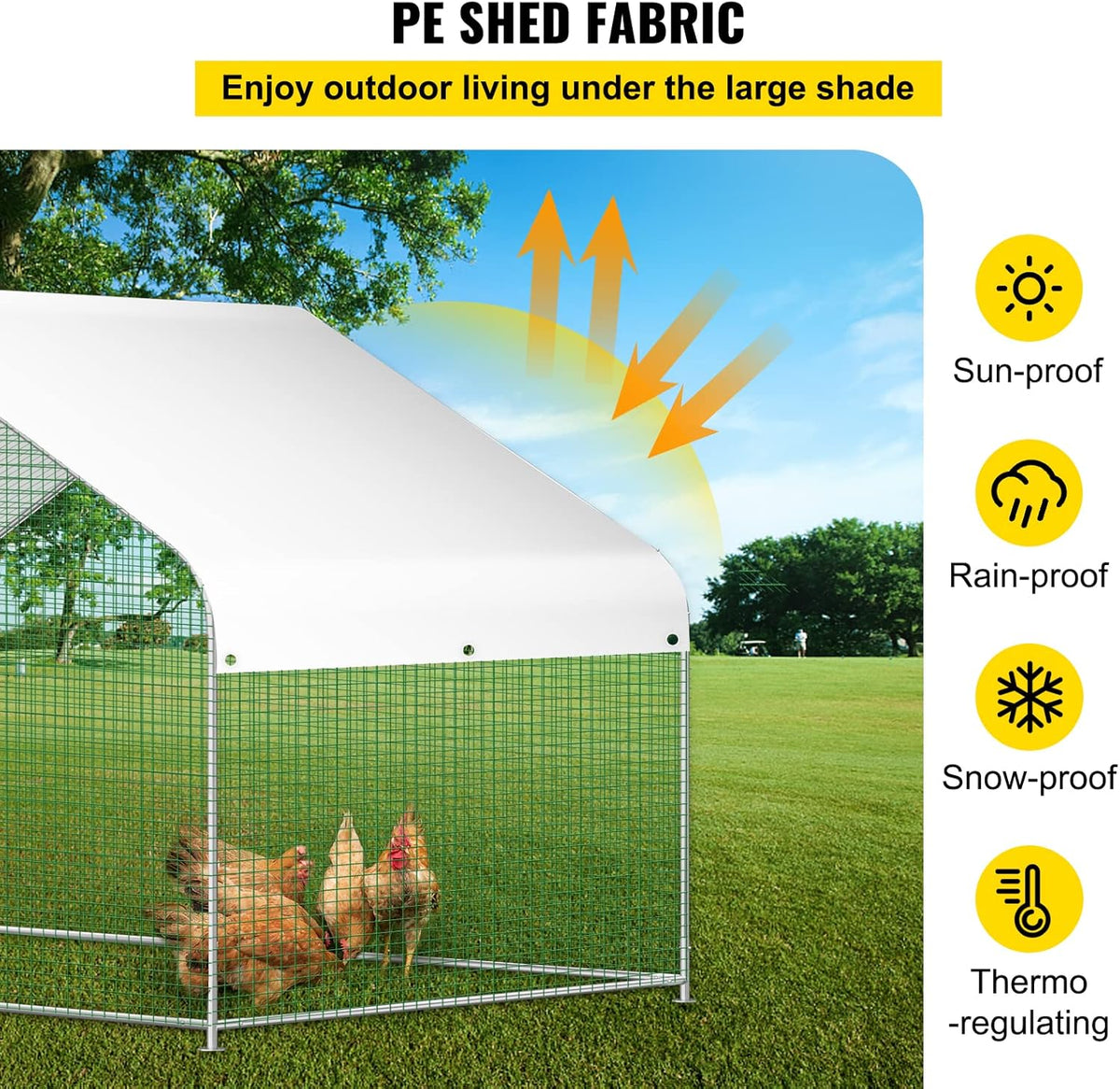 Large Metal Walk-in Chicken Coop with Waterproof Cover Y3337