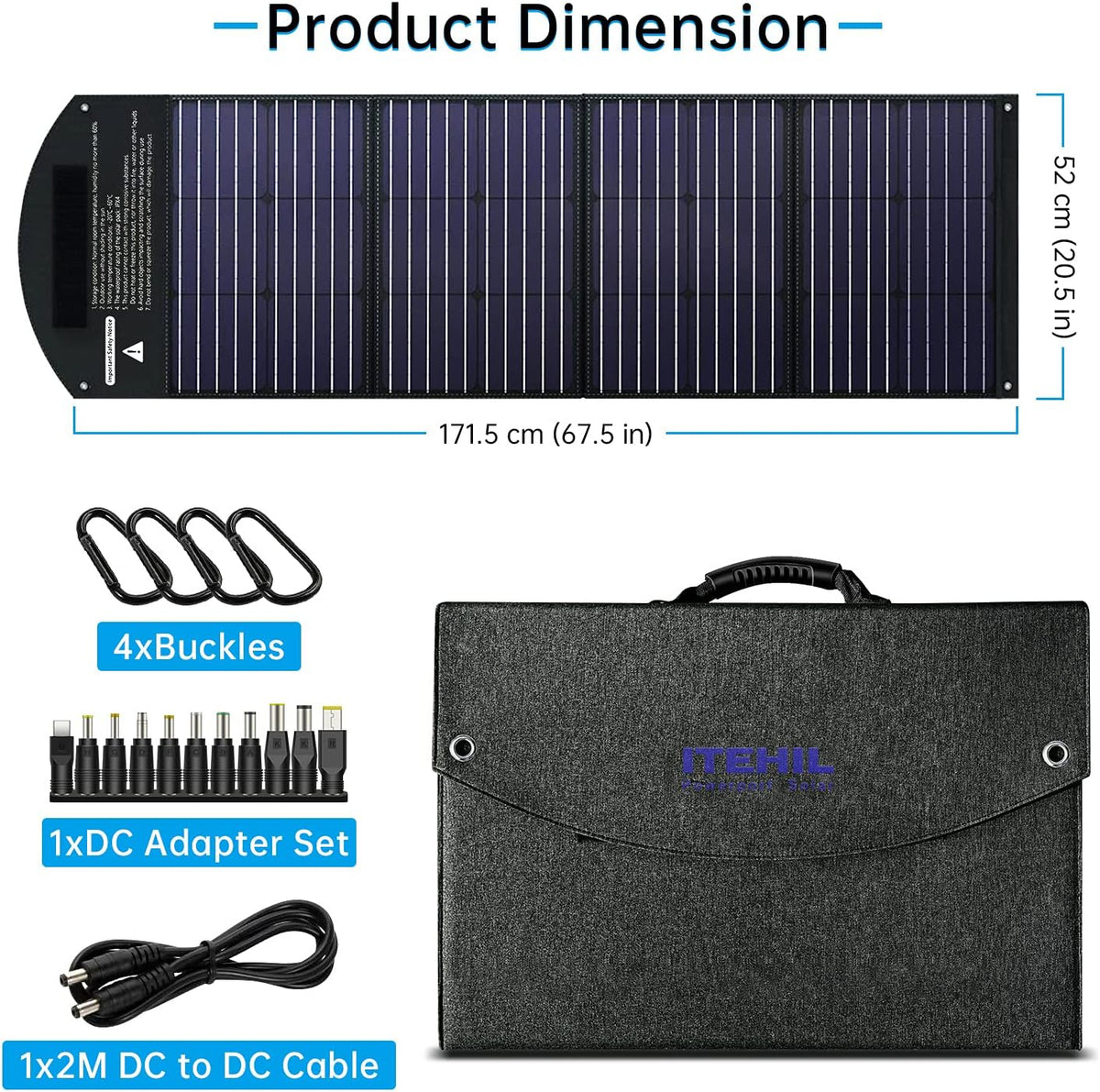 100W 18V Monocrystalline Portable Solar Panel Charger T339318