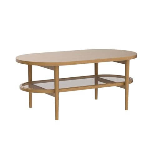 2-Tier Oval Coffee Table with Storage Shelf Y30282