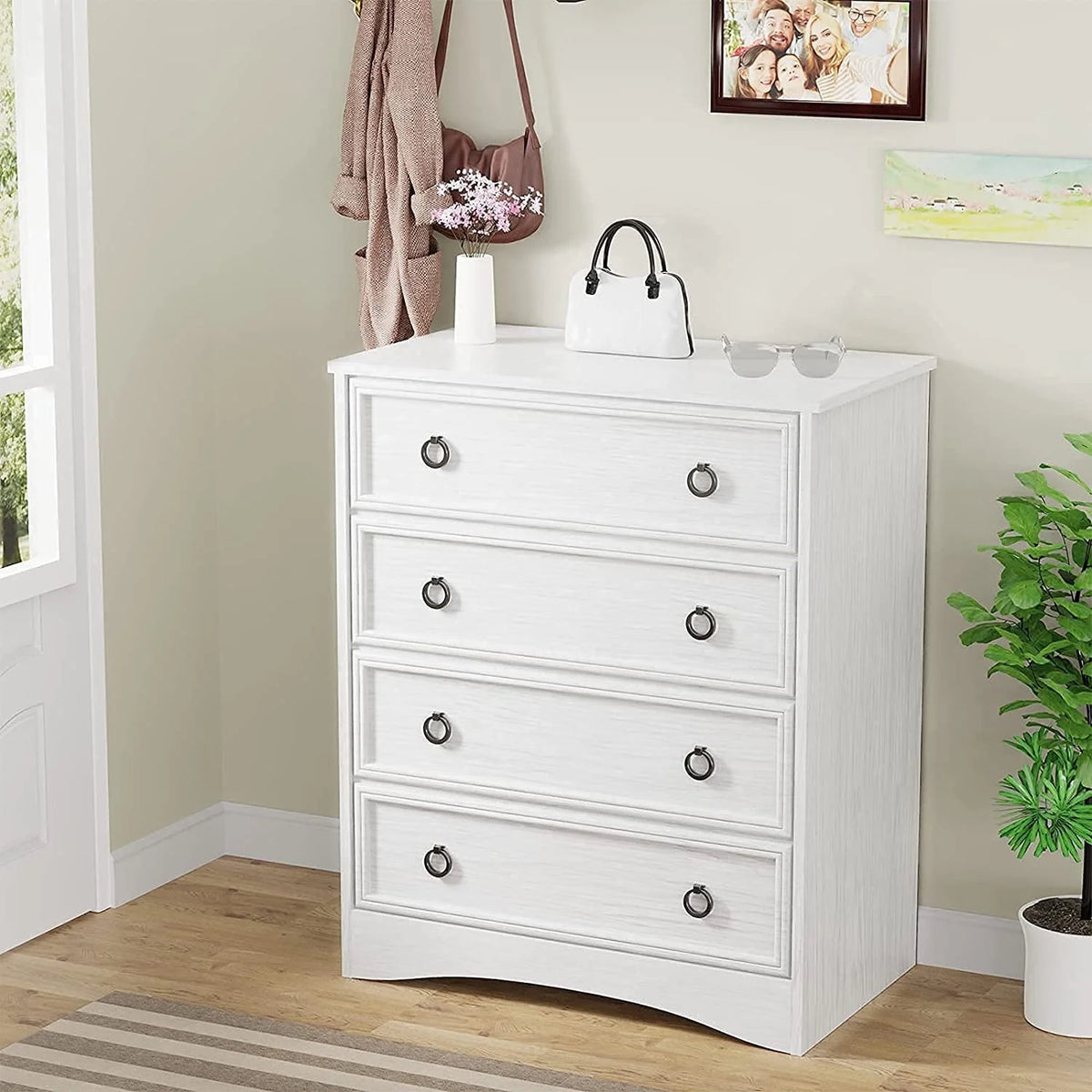 4 Drawer Gray Wood Dresser V9871