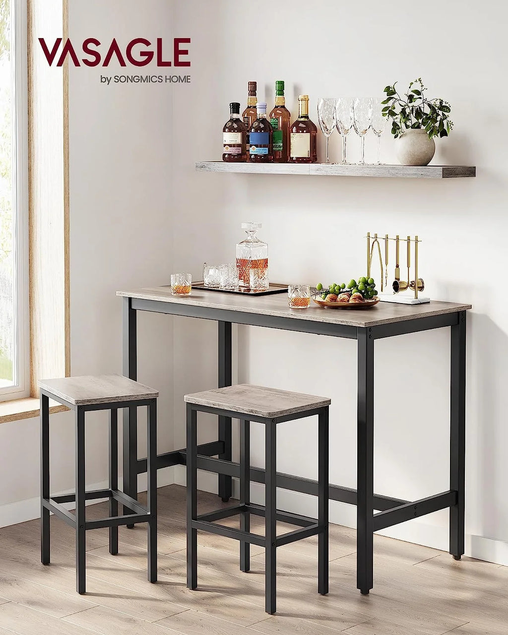 Bar Table Set with 2 Bar Stools E9569