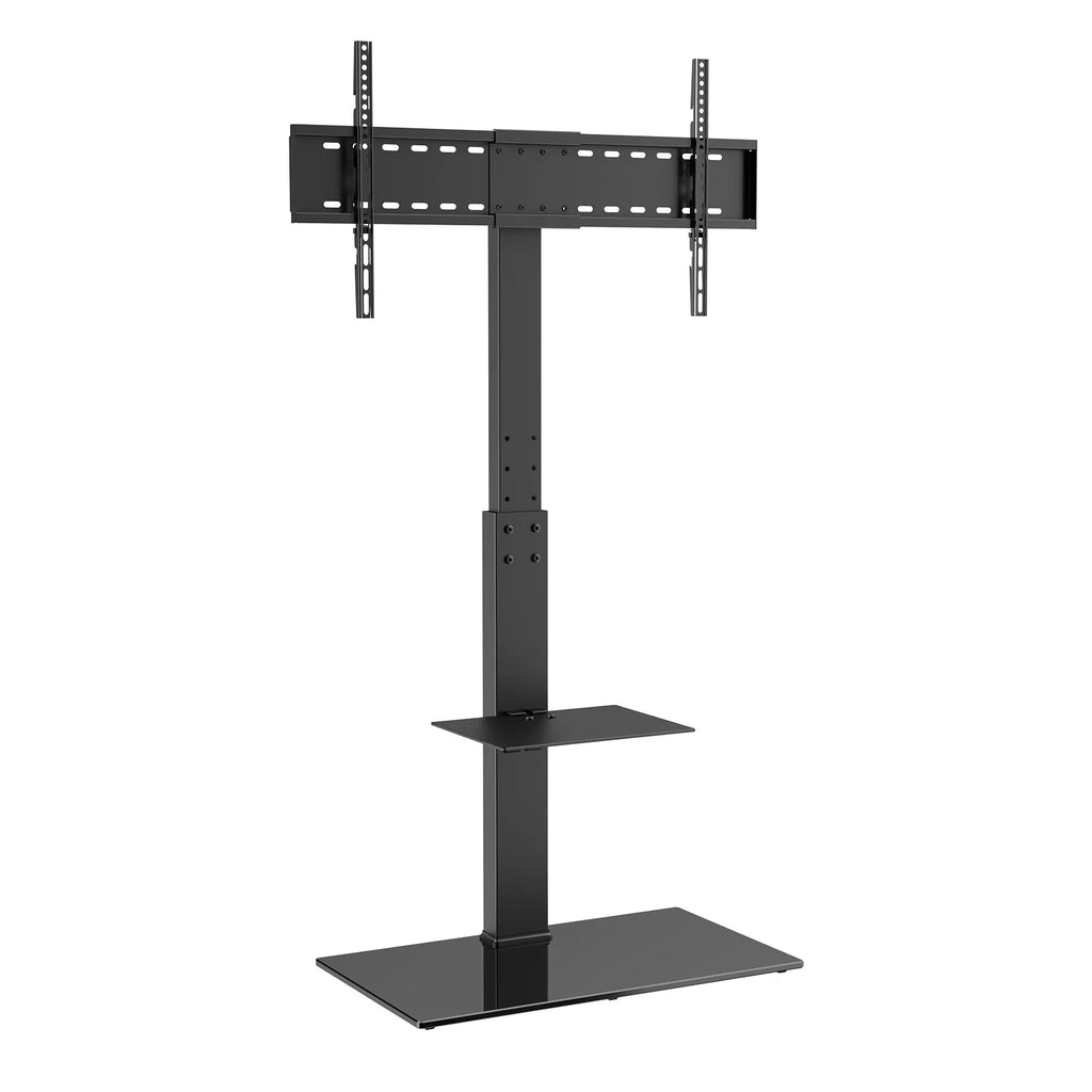 Modern Swivel Floor TV Stand for 32"-85" TVs Adjustable Height Glass H8062