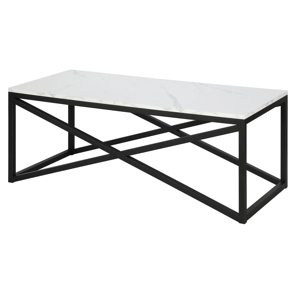 Black & White Faux Marble Rectangular Coffee Table G240