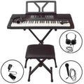 61 Key Portable Electronic Digital Keyboard Piano with Stand, Bench, Headphones, Microphone, Adapter G9389