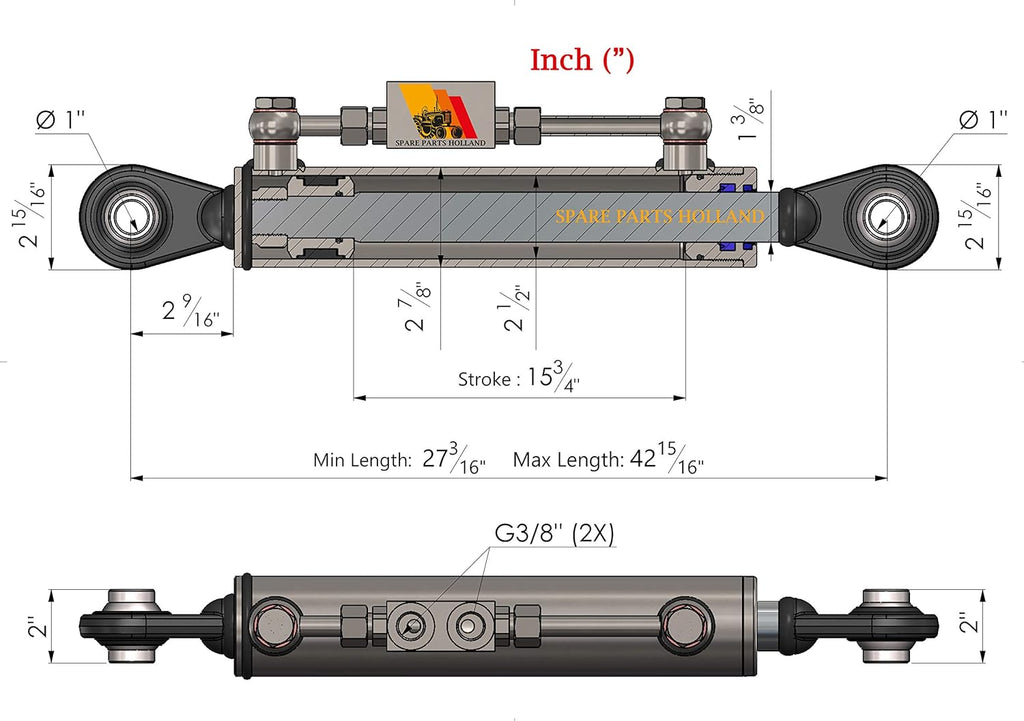 Hydraulic Top Link Cat. 2-2 with Locking Block T130