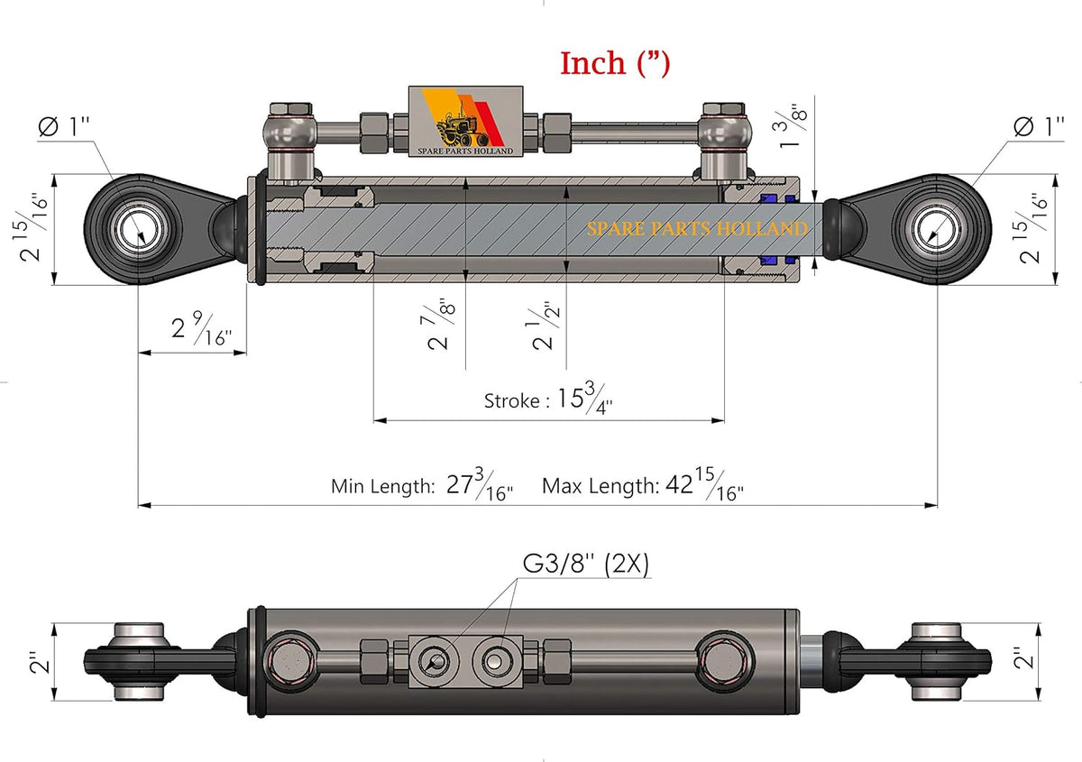 Hydraulic Top Link Cat. 2-2 with Locking Block T130