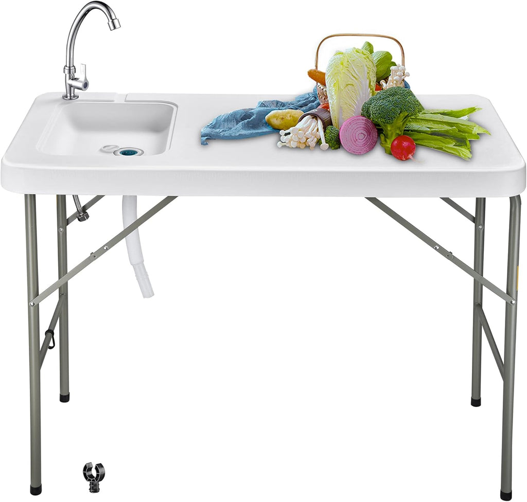 Portable Folding Fish Cleaning Table with Sink and Faucet J26467