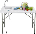 Portable Folding Fish Cleaning Table with Sink and Faucet J26467