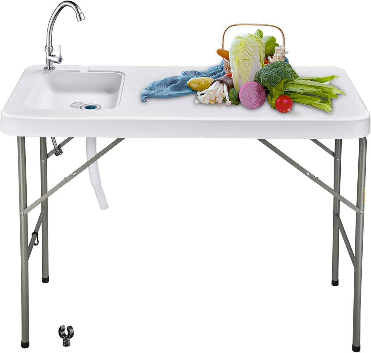 Portable Folding Fish Cleaning Table with Sink and Faucet J26467