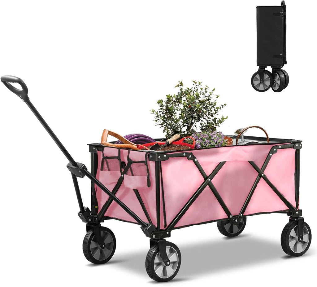 Blue Collapsible Folding Utility Wagon Cart with Wheels S651