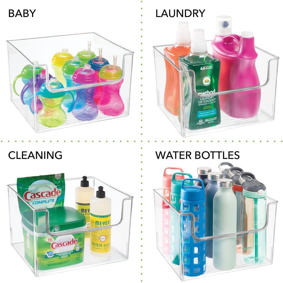 Clear 8 Pack Plastic Storage Basket Bin W988