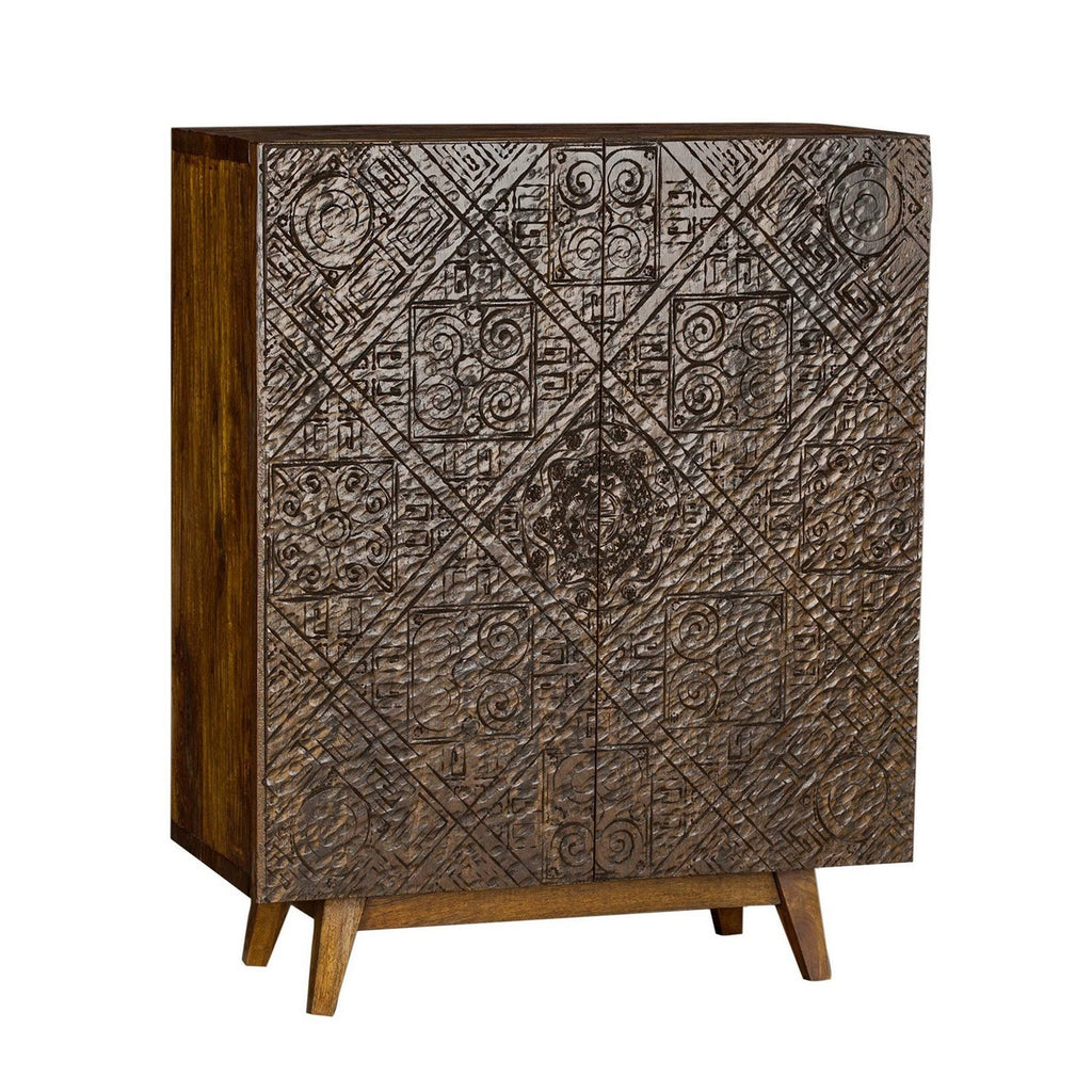 Brown and Gray 2 Door Wooden Cabinet with Tapered Legs L223