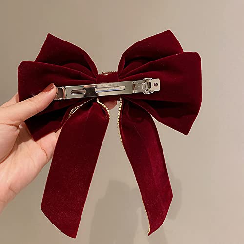 Red Velvet Hair Bow Clip J65707