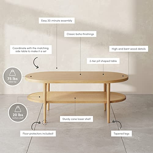 2-Tier Oval Coffee Table with Storage Shelf Y30282