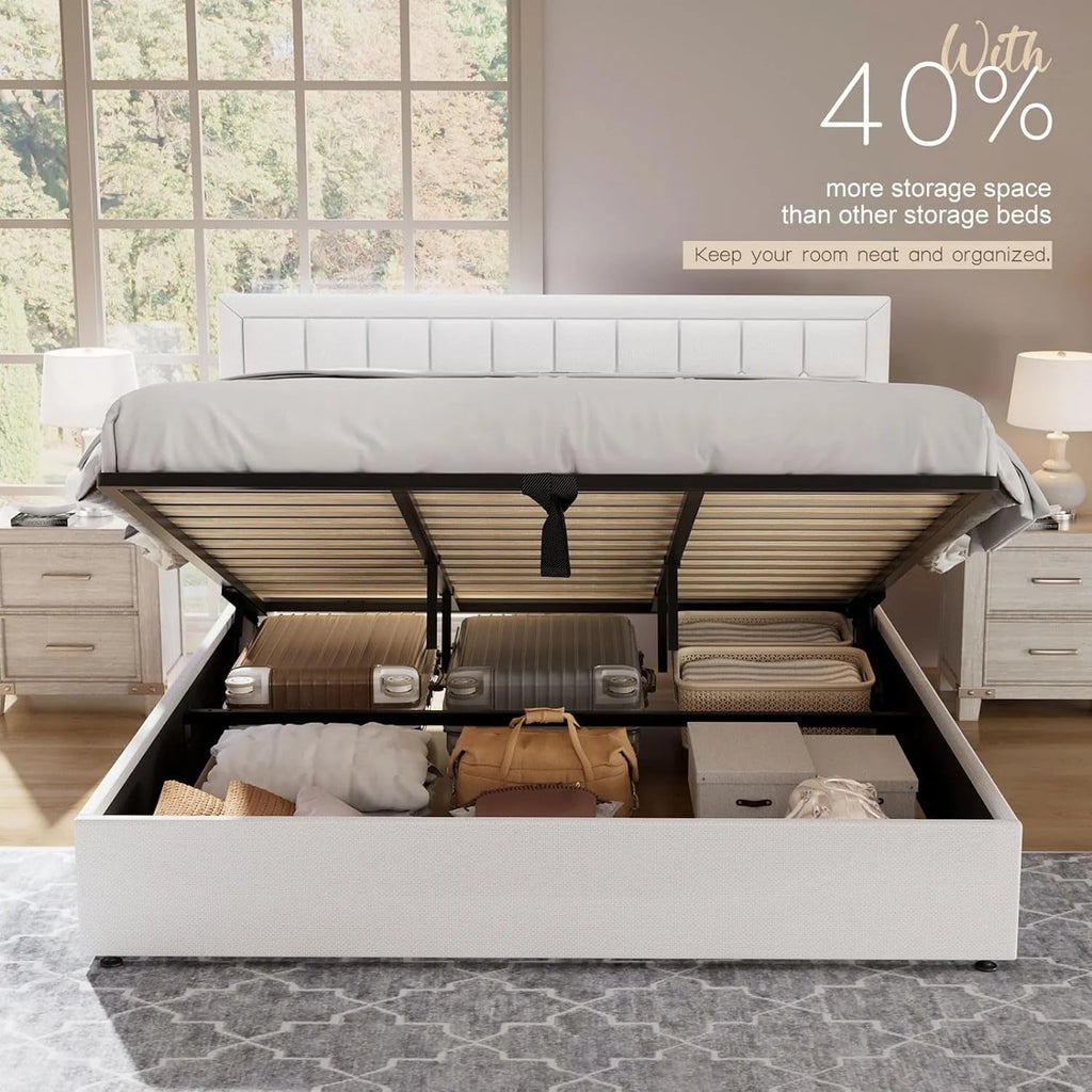 King Size Lift Up Storage Upholstered Platform Bed Frame E600