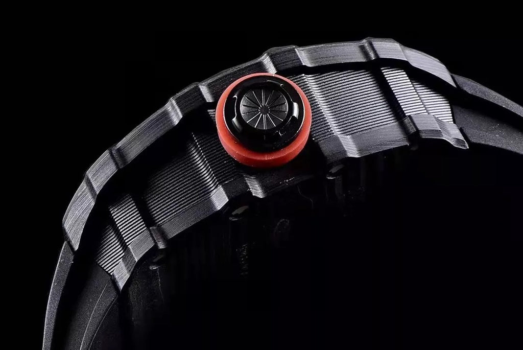 Black Bezel Red Markers Black Rubber Strap X2390