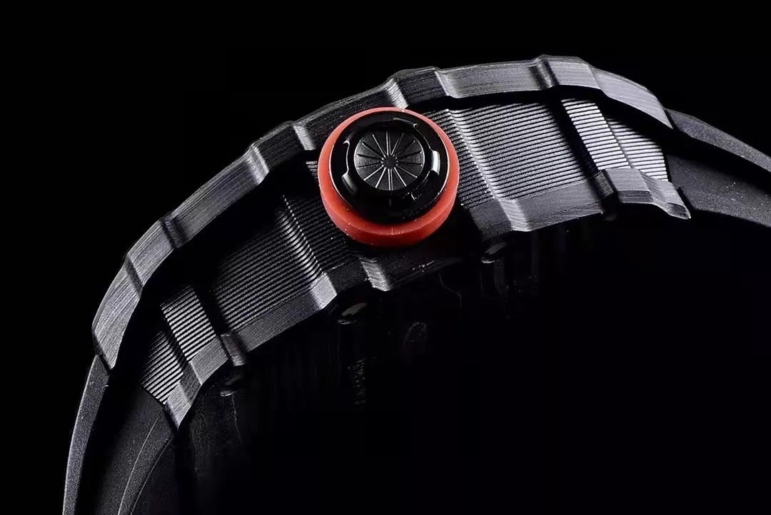 Black Bezel Red Markers Black Rubber Strap X2390